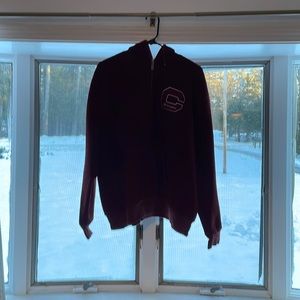 Champion maroon fuzzy quarter zip hoodie.